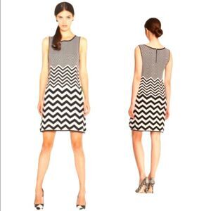 Alice + Olivia Vix Chevron Zig Zag Knit Mini Sweater Dress US S